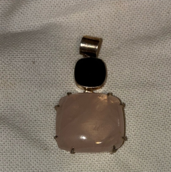 Making Waves Jewelry And Accessories Jewelry - Rose Quartz And Onyx 925 Sterling Silver Pendant